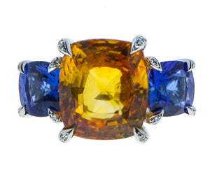 Yellow sapphire and tanzanite ring