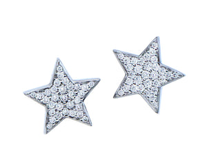 White gold and diamond star ear studs