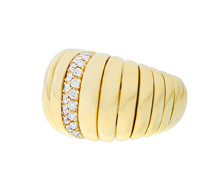 Yellow gold and diamond stretch ring