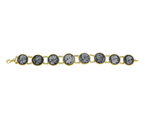 Yellow gold bracelet with 8 Roman coins