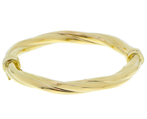 Yellow gold twisted bangle bracelet