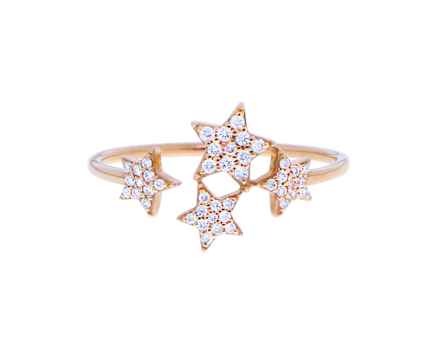 Rose gold and diamond ring with stars