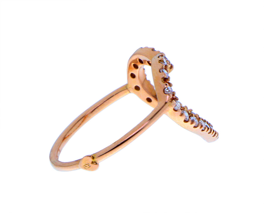 Rose gold ring with an open diamond heart