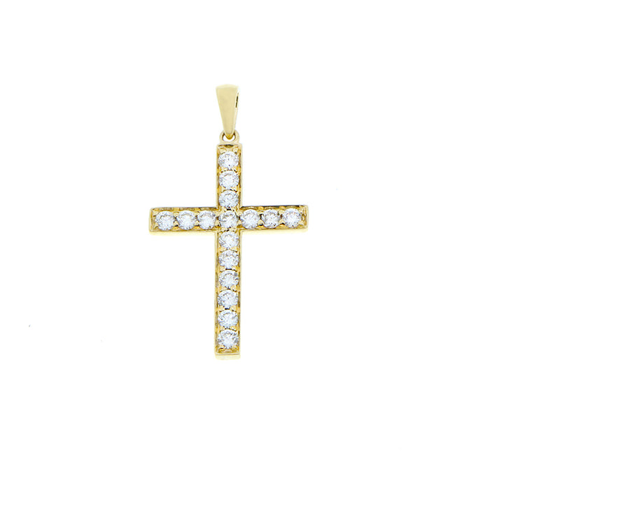 Yellow and white gold diamond cross pendants