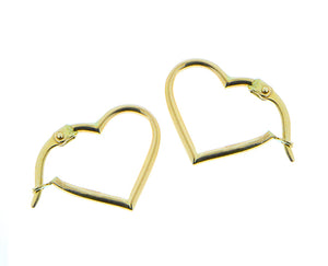 Yellow gold heart-shaped hoops