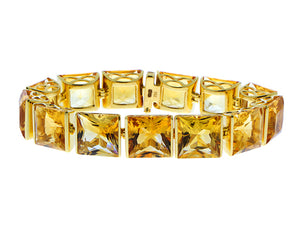 Yellow gold bracelet with square cut citrines