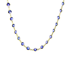 Yellow gold necklace with tanzanite