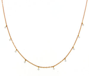 18K rose gold necklace with 10 diamonds