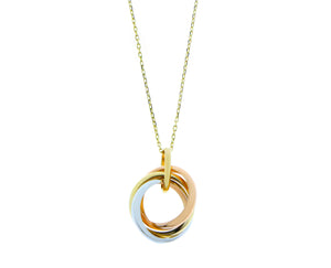 Yellow gold necklace with a "tri colore" ring pendant