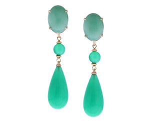 Rose gold earrings with aventurine and jade