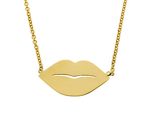 Yellow gold necklace with lips