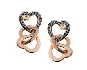 Champagne diamond heart earrings