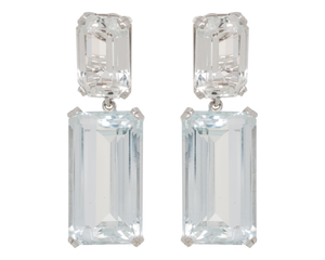 White topaz earrings with light aquamarine
