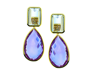Topaz earrings with amethyst drops