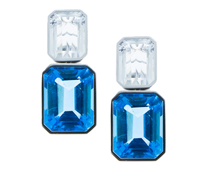 White and blue topaz earrings