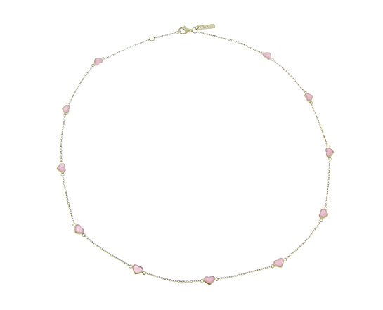Yellow gold necklace with enamel hearts