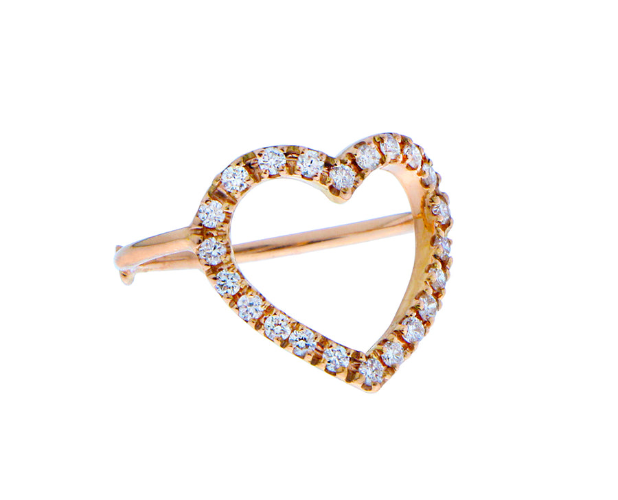 Roségouden ring met een open diamanten hart