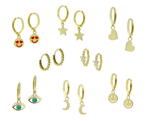 Huggie earrings with charm pendants