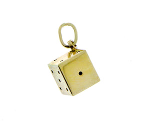 Yellow gold dice pendant