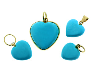 Yellow gold and turquois heart pendant