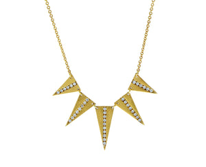 Yellow gold five point necklace with diamonds