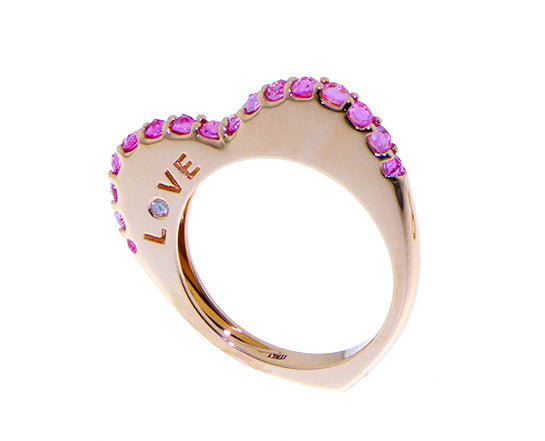 Hartvormige roségouden ringen met diamanten, tsavoriet of roze saffieren