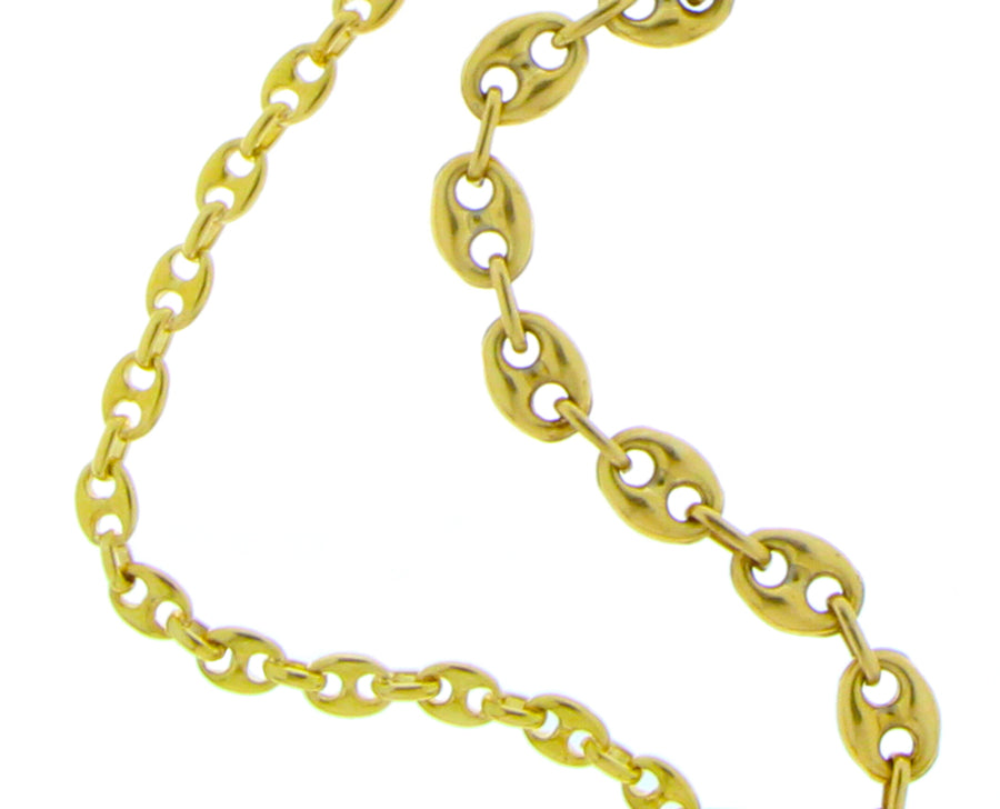 Vintage yellow gold coffeebean link necklaces